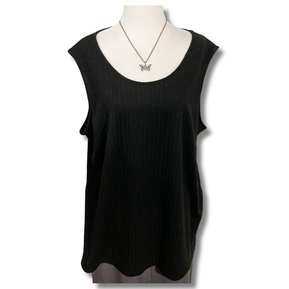 MR. MAX FASHIONS Plus size black scoop neck cableknit sleeveless top ~ 2X XXL 3X - Picture 1 of 14